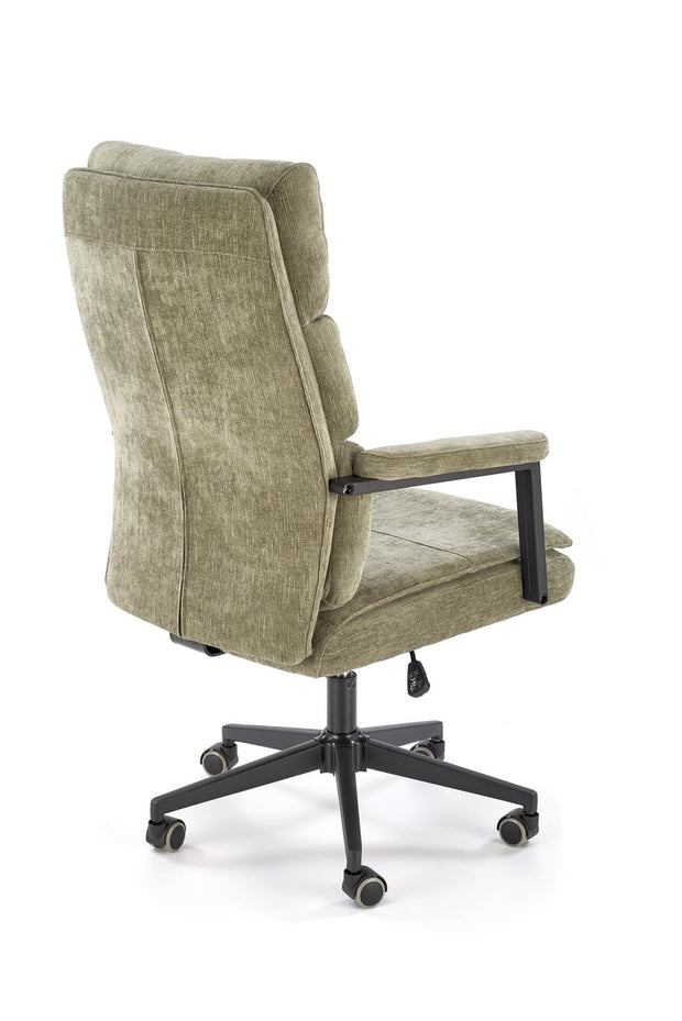 Scaun de birou directorial tapitat cu stofa, Adriano Verde Olive / Negru, l65xA70xH104-110 cm (6)