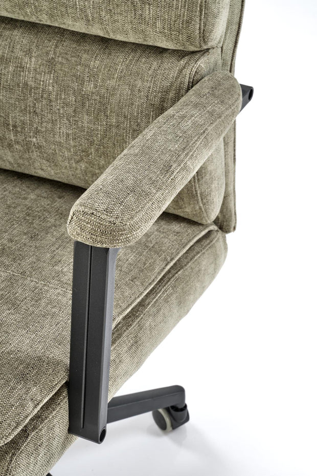 Scaun de birou directorial tapitat cu stofa, Adriano Verde Olive / Negru, l65xA70xH104-110 cm (7)