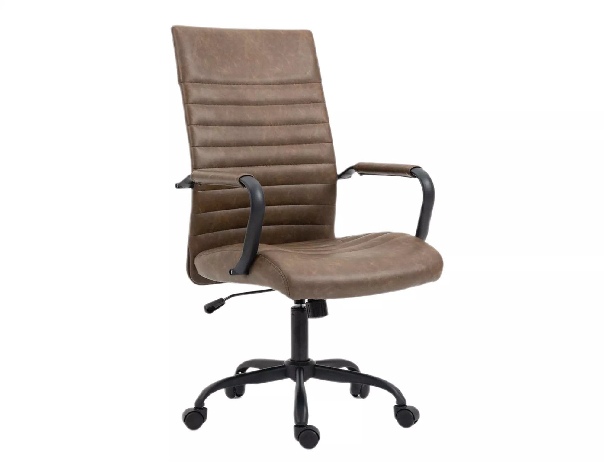 Scaun de birou tapitat cu piele ecologica, Q-306 Maro / Negru, l58xA51xH106 cm