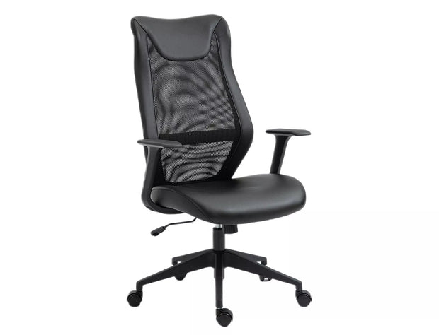 Scaun de birou tapitat cu piele ecologica, Q-346 Negru, l63xA46xH106 cm