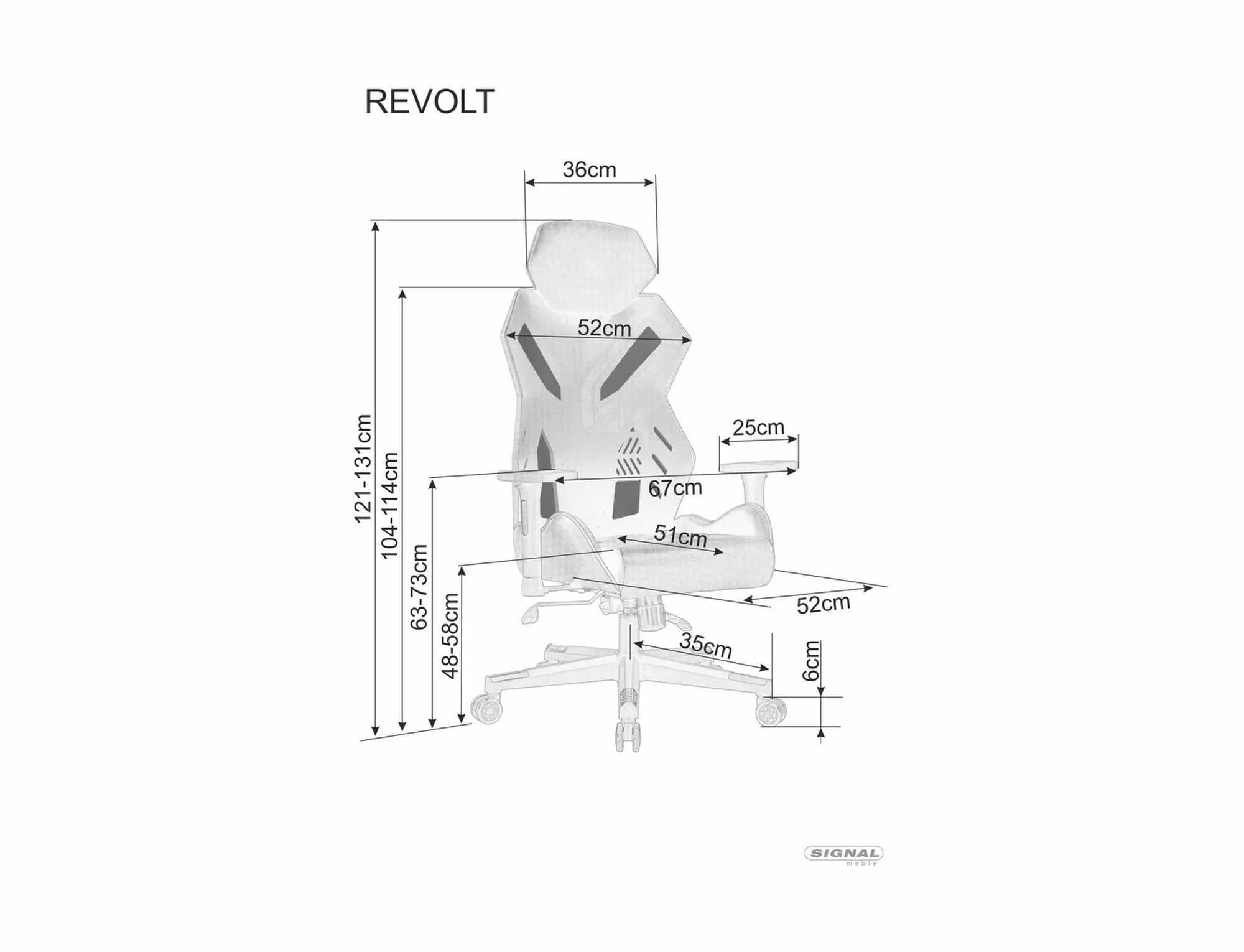 Scaun de birou tapitat cu piele ecologica, Revolt Negru, l67xA51xH120 cm (1)