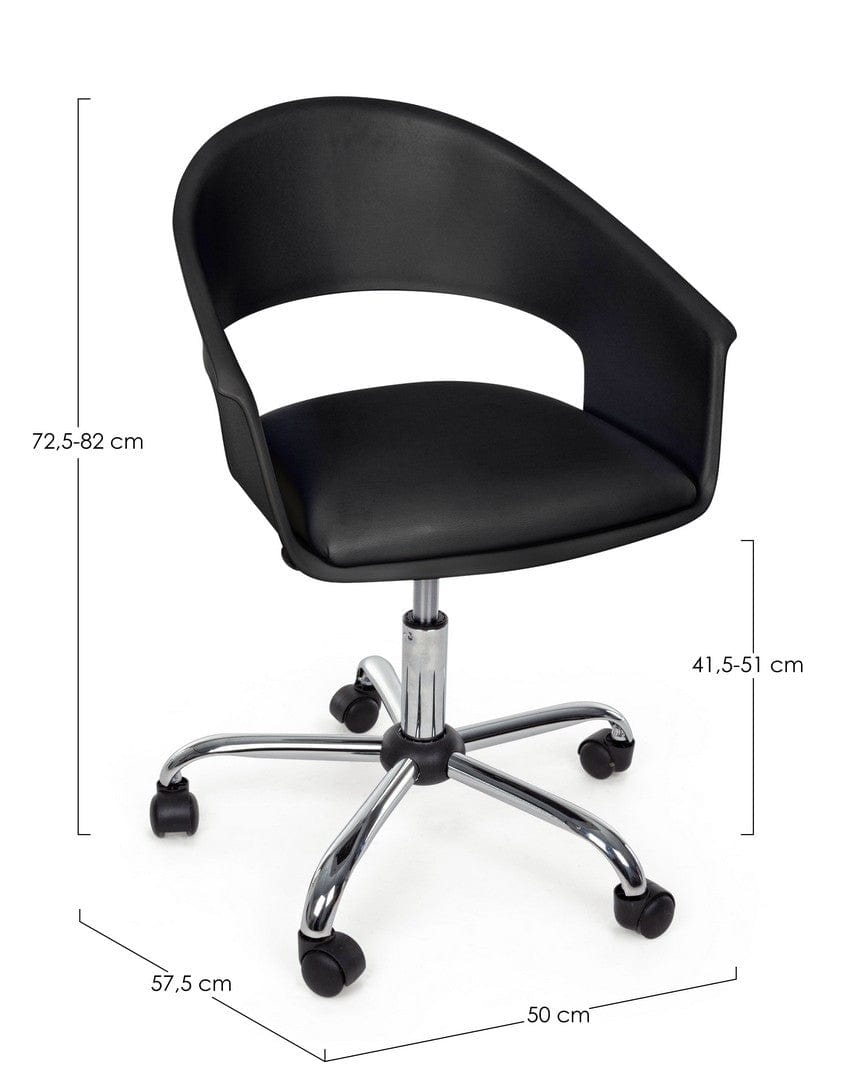 Bizzotto Scaun de birou tapitat cu piele ecologica Wells Negru, l50xA57,5xH72,5-82 cm