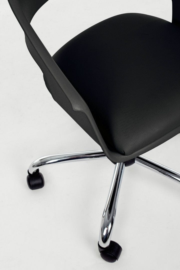 Scaun de birou tapitat cu piele ecologica Wells Negru, l50xA57,5xH72,5-82 cm (4)