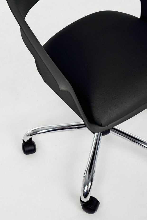 Scaun de birou tapitat cu piele ecologica Wells Negru, l50xA57,5xH72,5-82 cm (4)