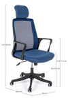 Scaun de birou tapitat cu stofa, Laurent Albastru, l59xA63,5xH114 cm (1)
