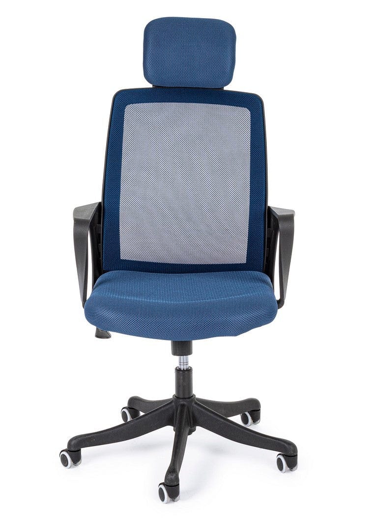 Scaun de birou tapitat cu stofa, Laurent Albastru, l59xA63,5xH114 cm (2)