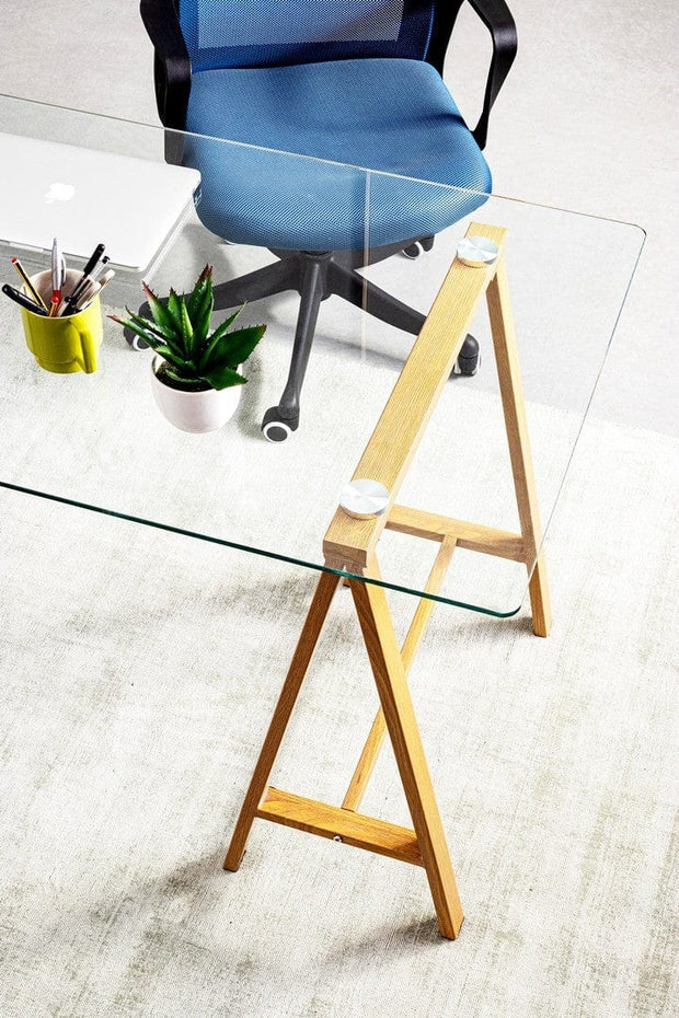 Scaun de birou tapitat cu stofa, Laurent Albastru, l59xA63,5xH114 cm (7)