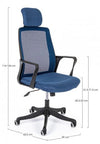 Scaun de birou tapitat cu stofa, Laurent Albastru, l59xA63,5xH114 cm (10)