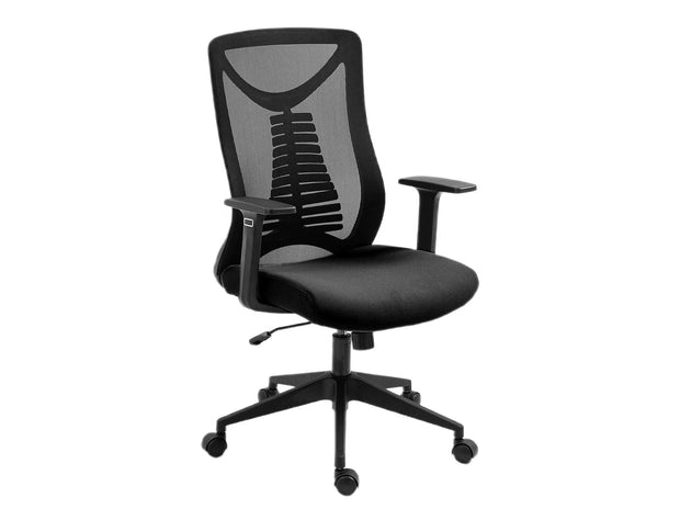 Scaun de birou tapitat cu stofa, Q-330 Negru, l62xA48xH103 cm