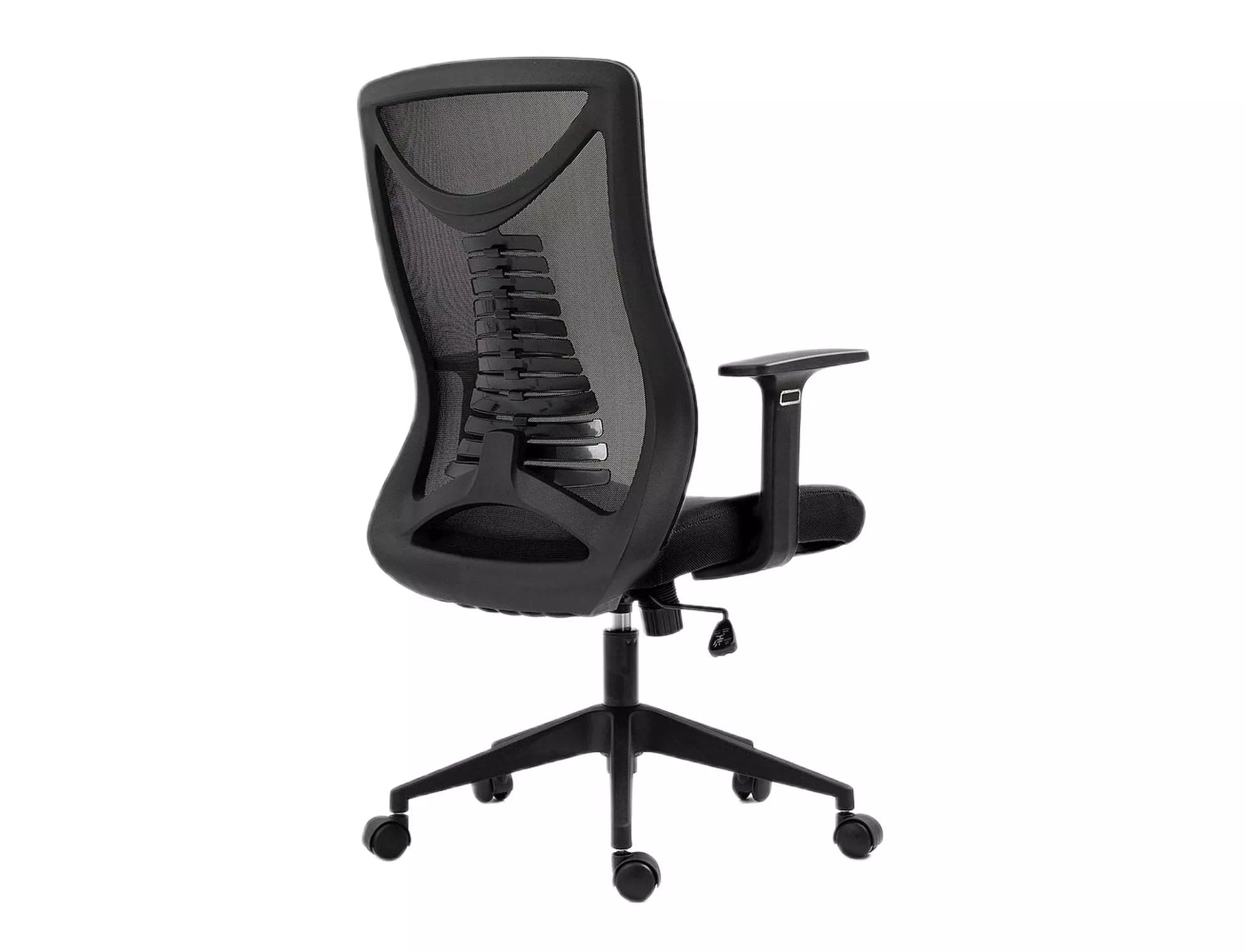 Scaun de birou tapitat cu stofa, Q-330 Negru, l62xA48xH103 cm (1)