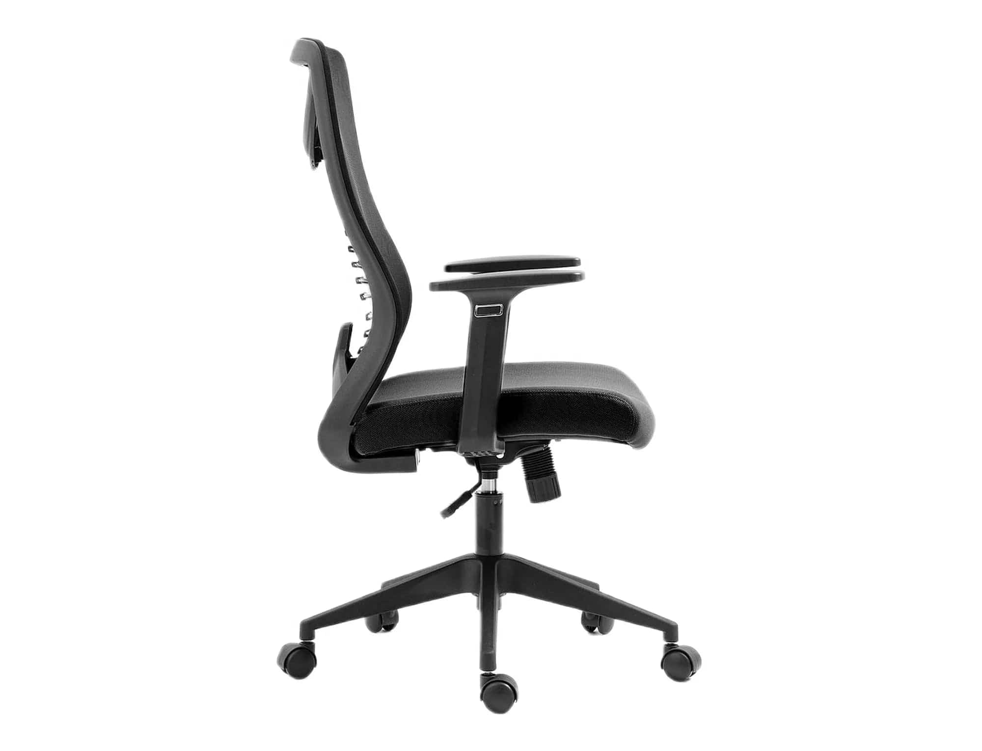 Scaun de birou tapitat cu stofa, Q-330 Negru, l62xA48xH103 cm (2)