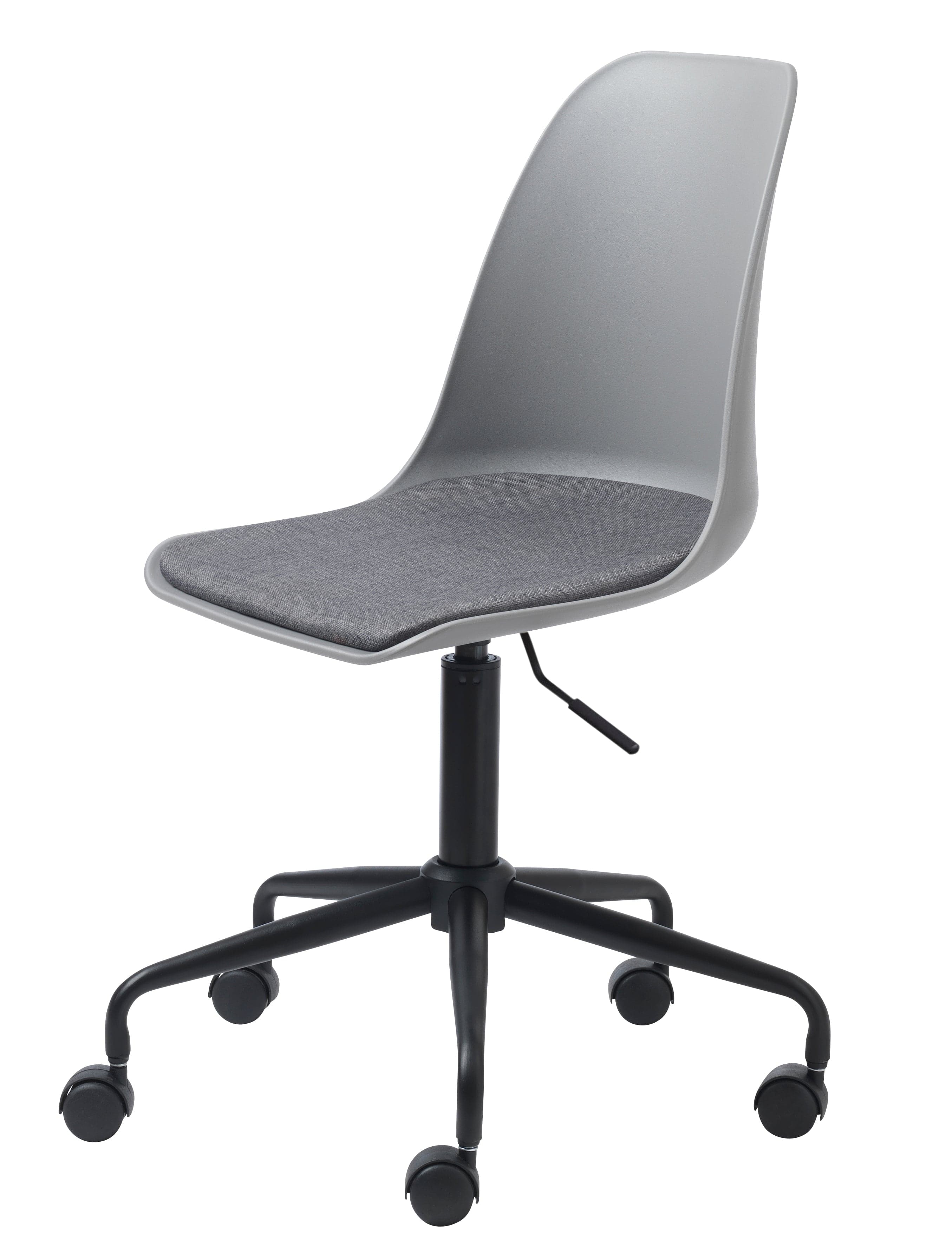 Unique Furniture A/S Scaun de birou tapitat cu stofa, Whistler Gri / Negru, l59xA44xH83-95 cm