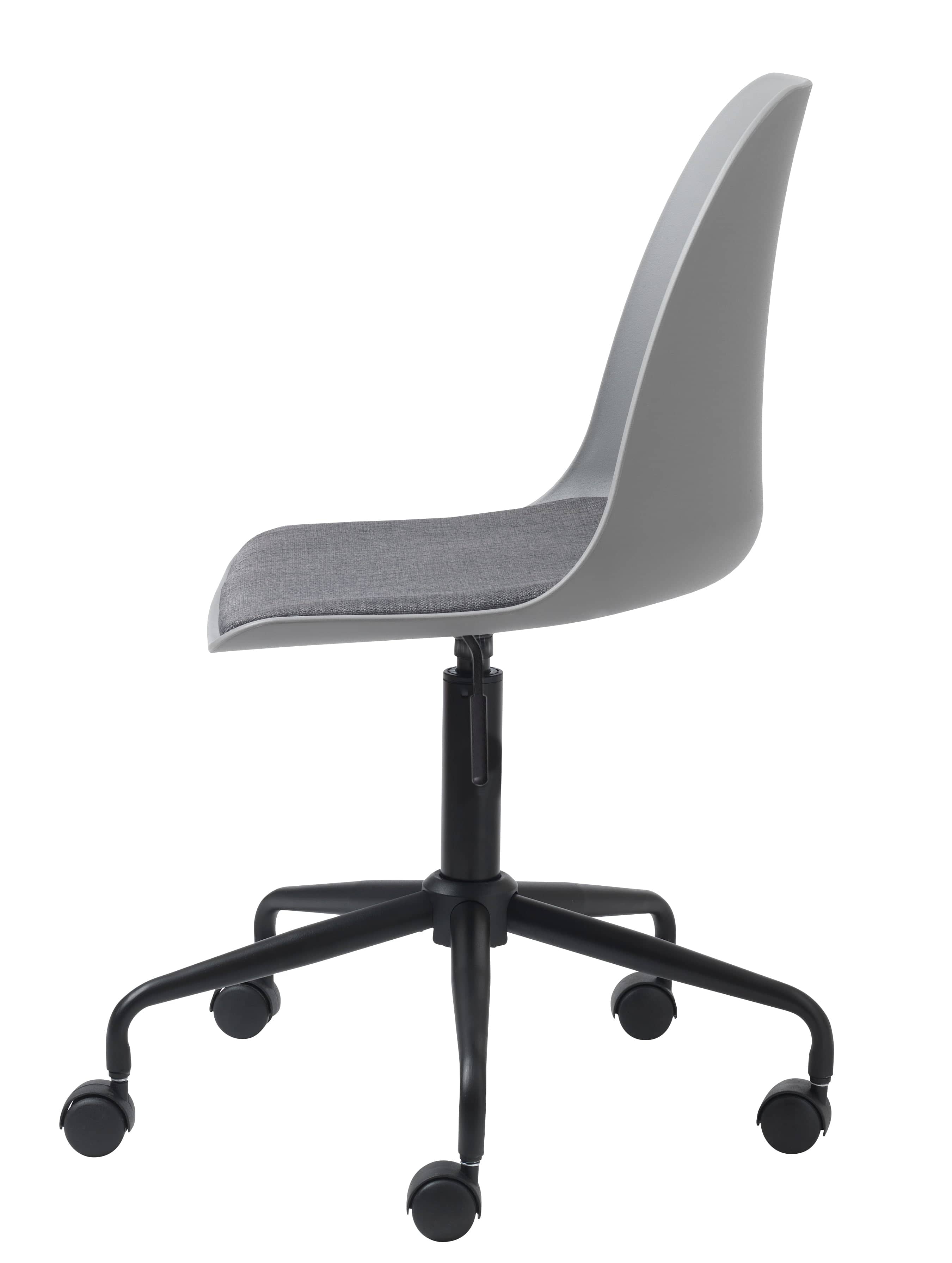 Unique Furniture A/S Scaun de birou tapitat cu stofa, Whistler Gri / Negru, l59xA44xH83-95 cm
