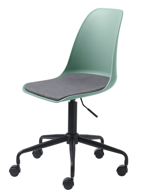 Unique Furniture A/S Scaun de birou tapitat cu stofa, Whistler Verde / Negru, l59xA44xH83-95 cm
