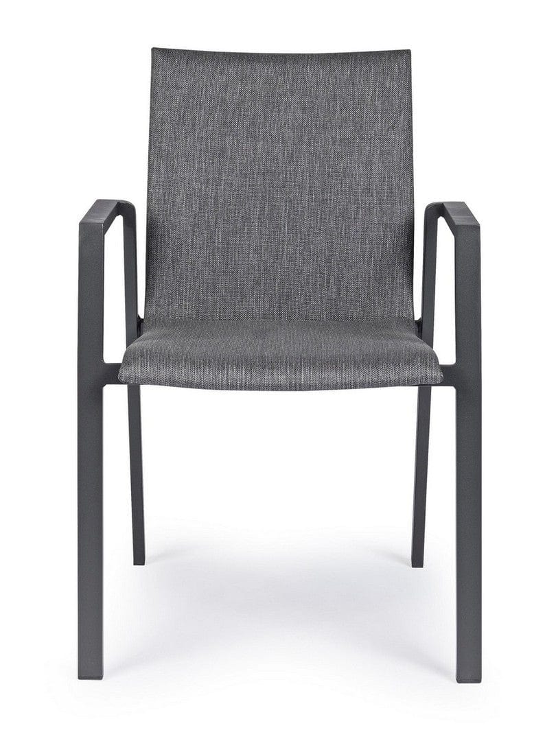 Scaun de terasa din metal, tapitat cu stofa, Odeon Gri Inchis / Negru, l55,5xA60xH83 cm (2)