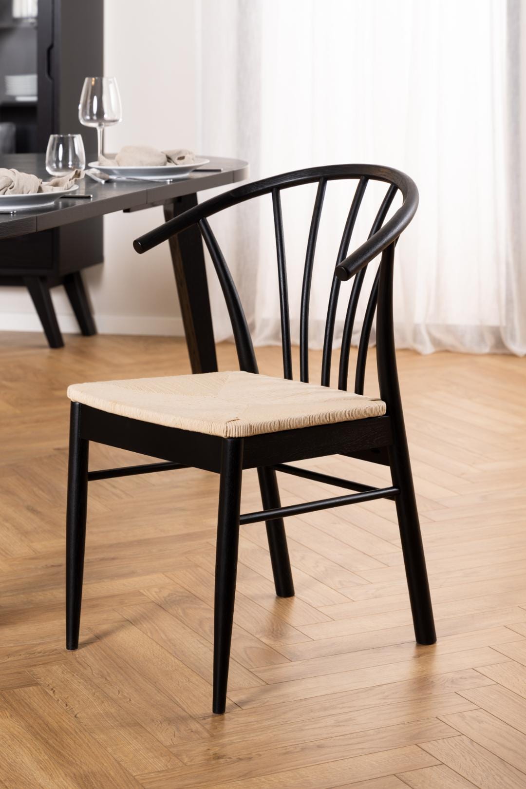 Actona Scaun din lemn, Cassandra Alb / Negru, l54xA54xH83 cm