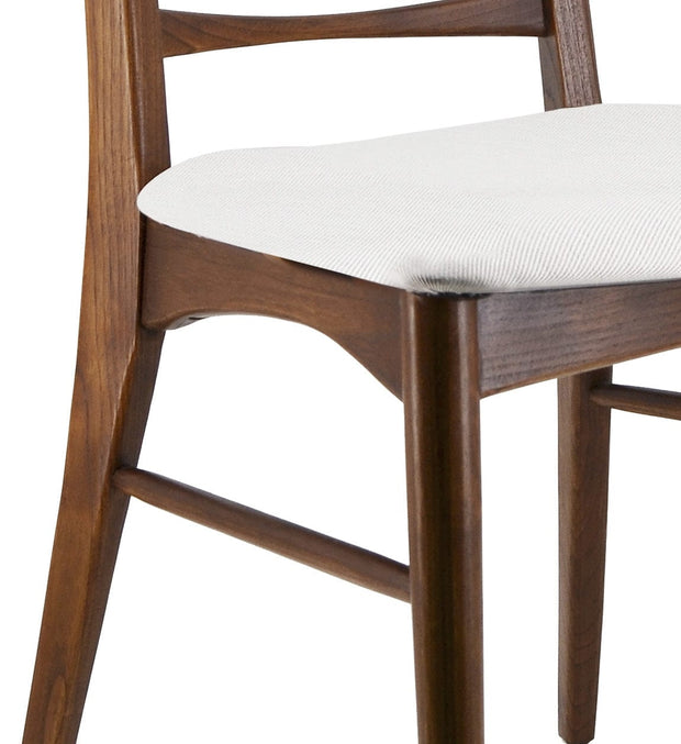 BFSummer Scaun din lemn de tec, tapitat cu stofa, Kate Ivoir / Nuc, l48xA47xH95 cm