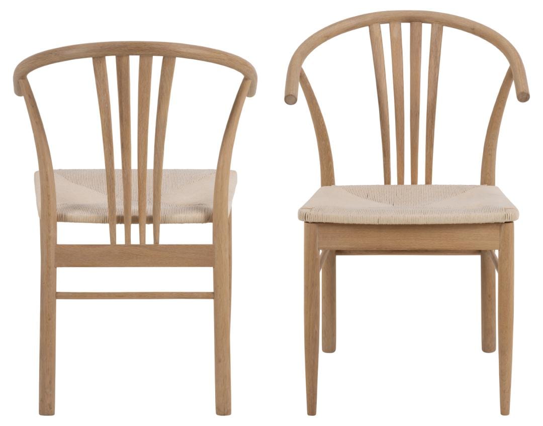 Actona Scaun din lemn, I_York Alb / Natural, l54xA54xH83 cm