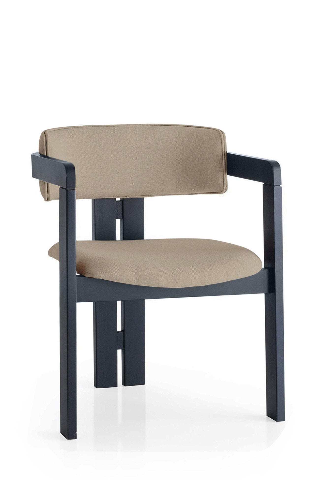 Scaun din lemn, tapitat cu stofa CO-002 Bej / Negru, l58xA49xH76 cm (1)