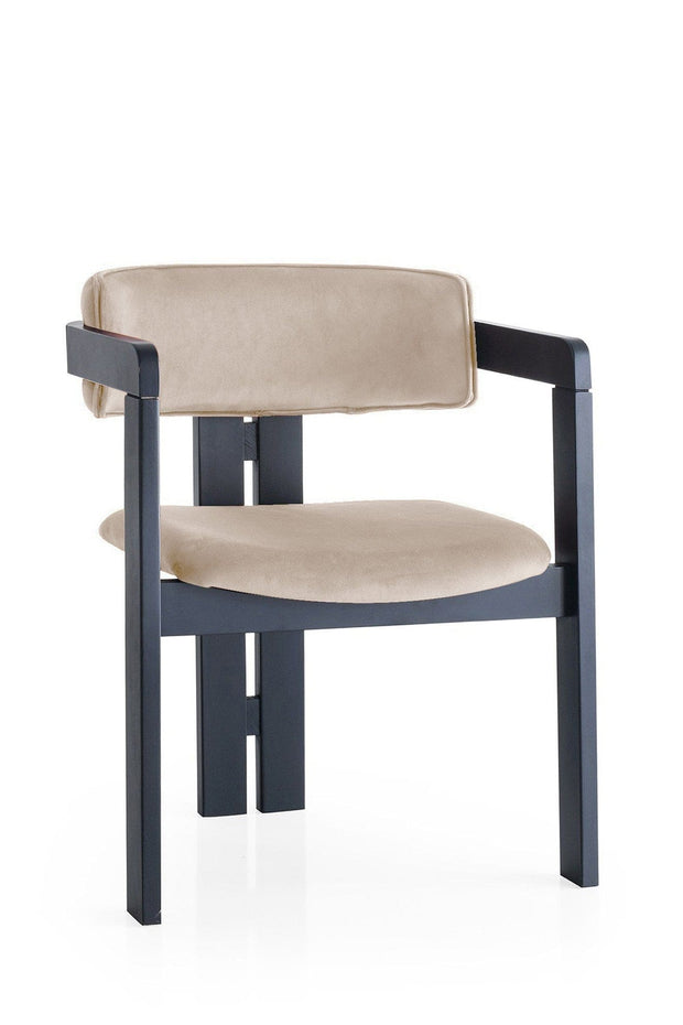 Scaun din lemn, tapitat cu stofa CO-007 Bej / Negru, l58xA49xH76 cm (1)