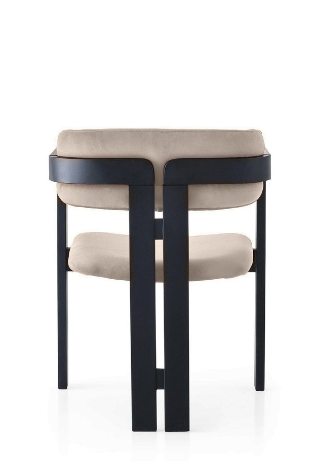 Scaun din lemn, tapitat cu stofa CO-007 Bej / Negru, l58xA49xH76 cm (2)