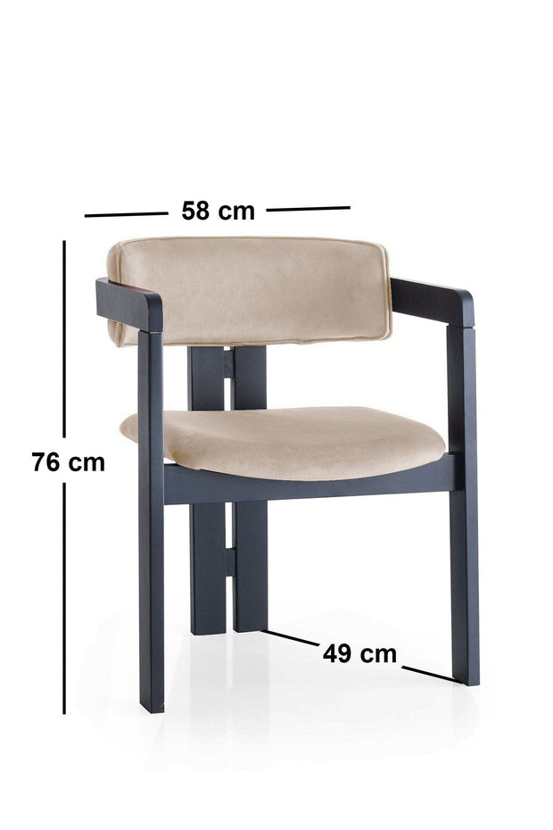 Scaun din lemn, tapitat cu stofa CO-007 Bej / Negru, l58xA49xH76 cm (3)