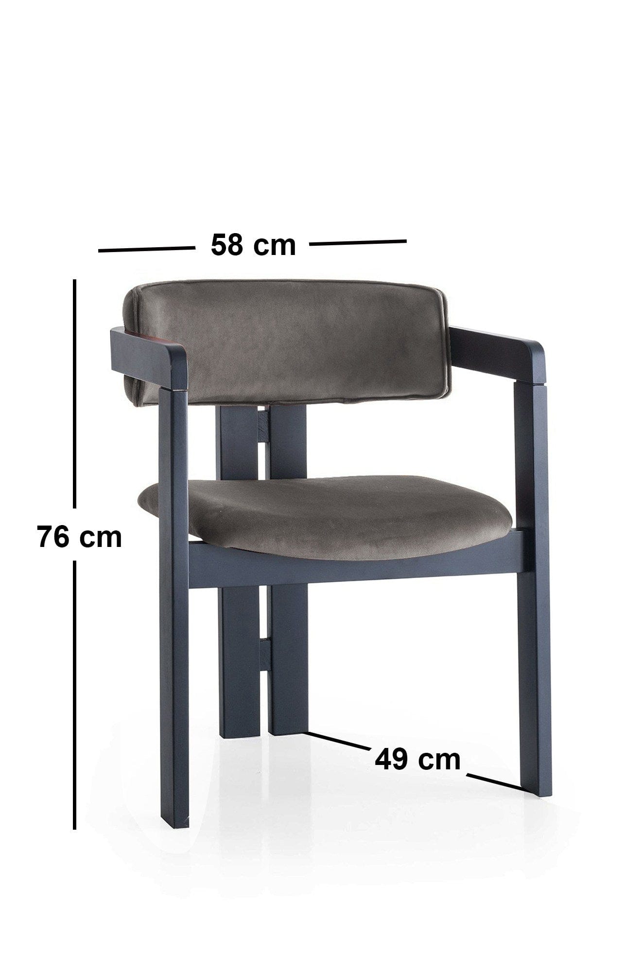 Scaun din lemn, tapitat cu stofa CO-009 Cappuccino / Negru, l58xA49xH76 cm (3)