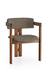 Scaun din lemn, tapitat cu stofa CO-012 Cappuccino / Nuc, l58xA49xH76 cm (1)