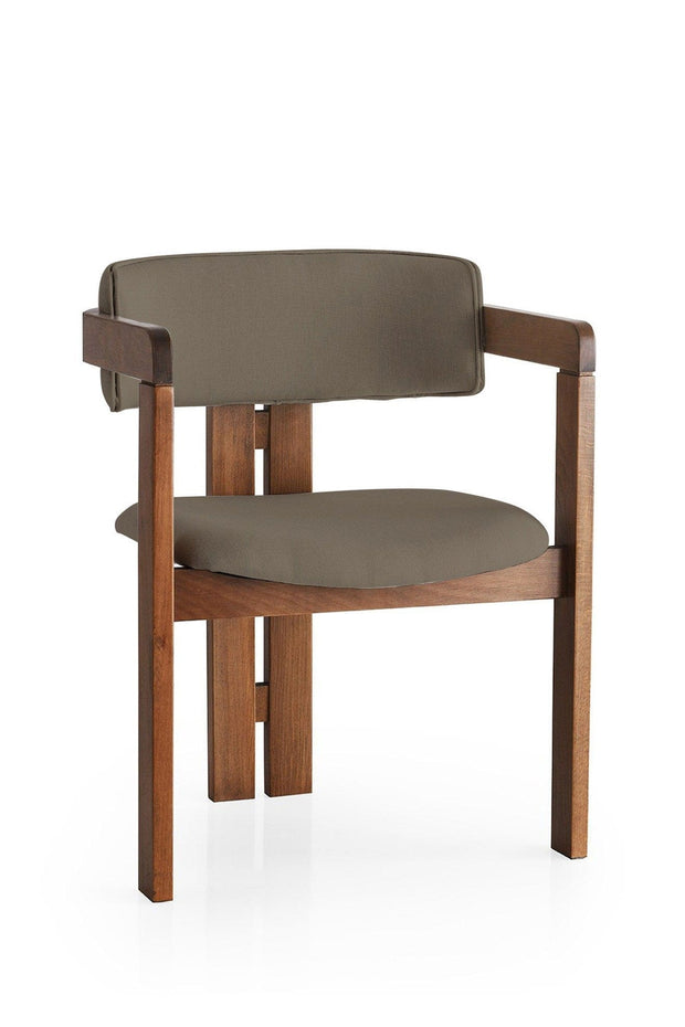 Scaun din lemn, tapitat cu stofa CO-012 Cappuccino / Nuc, l58xA49xH76 cm (1)