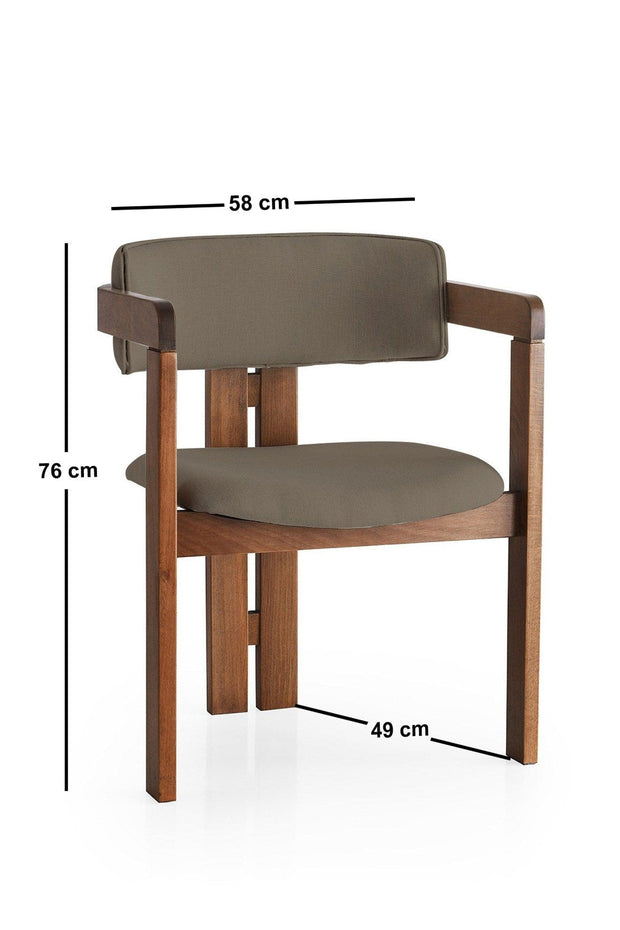 Scaun din lemn, tapitat cu stofa CO-012 Cappuccino / Nuc, l58xA49xH76 cm (3)