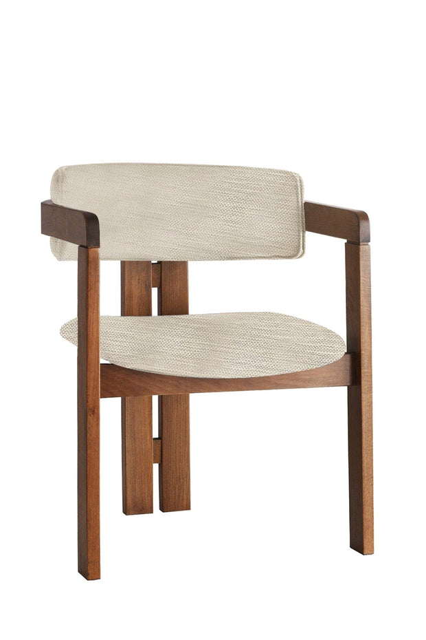 Scaun din lemn, tapitat cu stofa CO-015 Crem / Nuc, l58xA49xH76 cm (2)