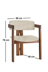 Scaun din lemn, tapitat cu stofa CO-015 Crem / Nuc, l58xA49xH76 cm (3)