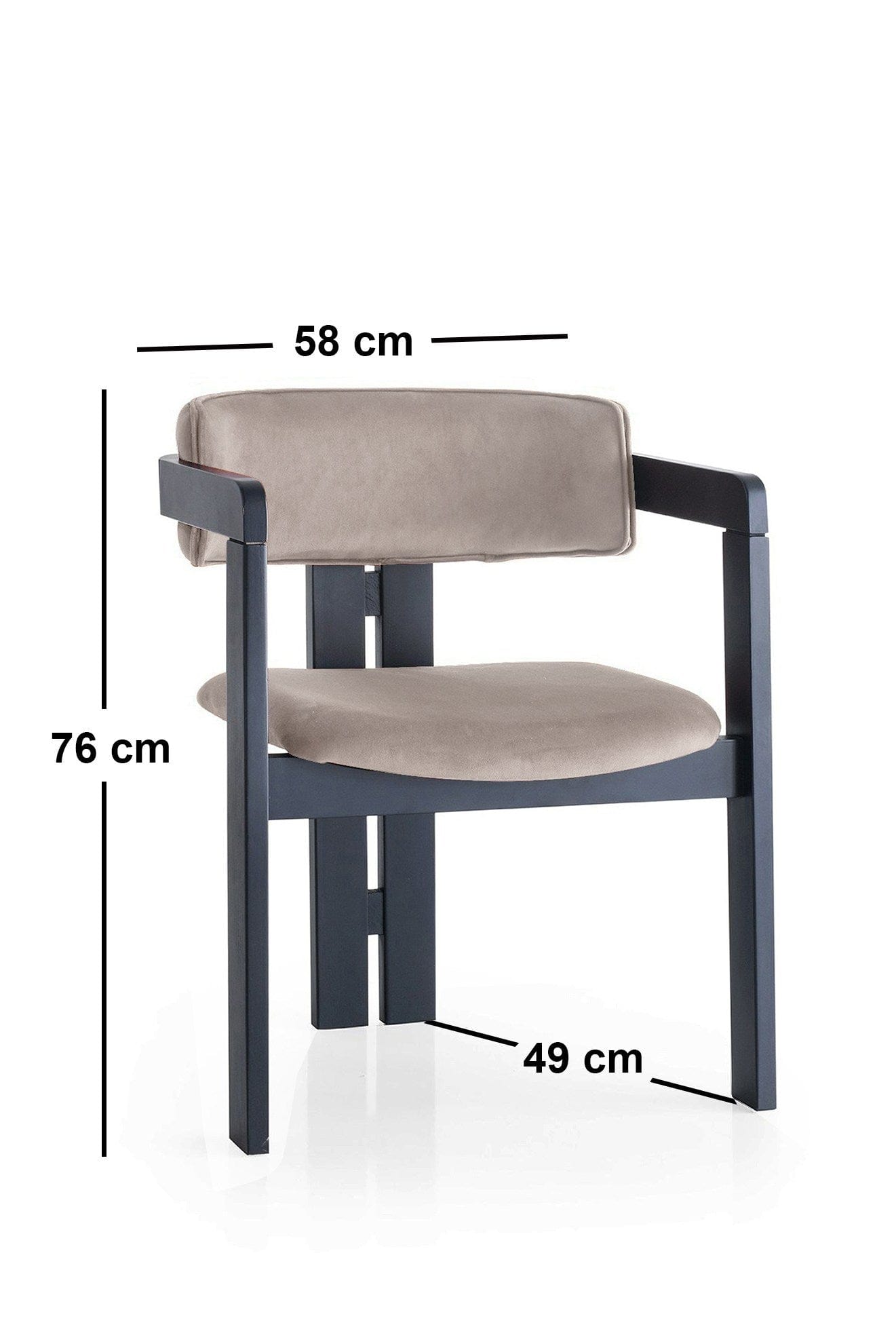 Scaun din lemn, tapitat cu stofa CO-020 Bej / Negru, l58xA49xH76 cm (3)