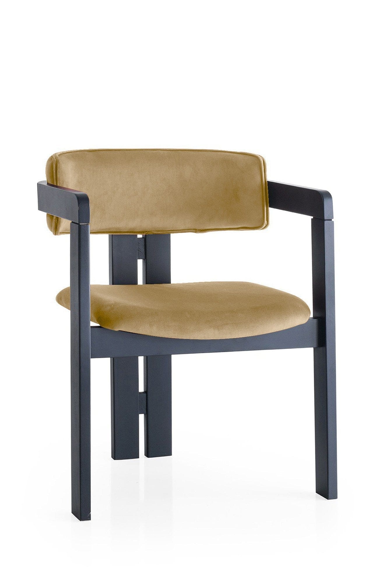 Scaun din lemn, tapitat cu stofa CO-021 Galben / Negru, l58xA49xH76 cm (1)