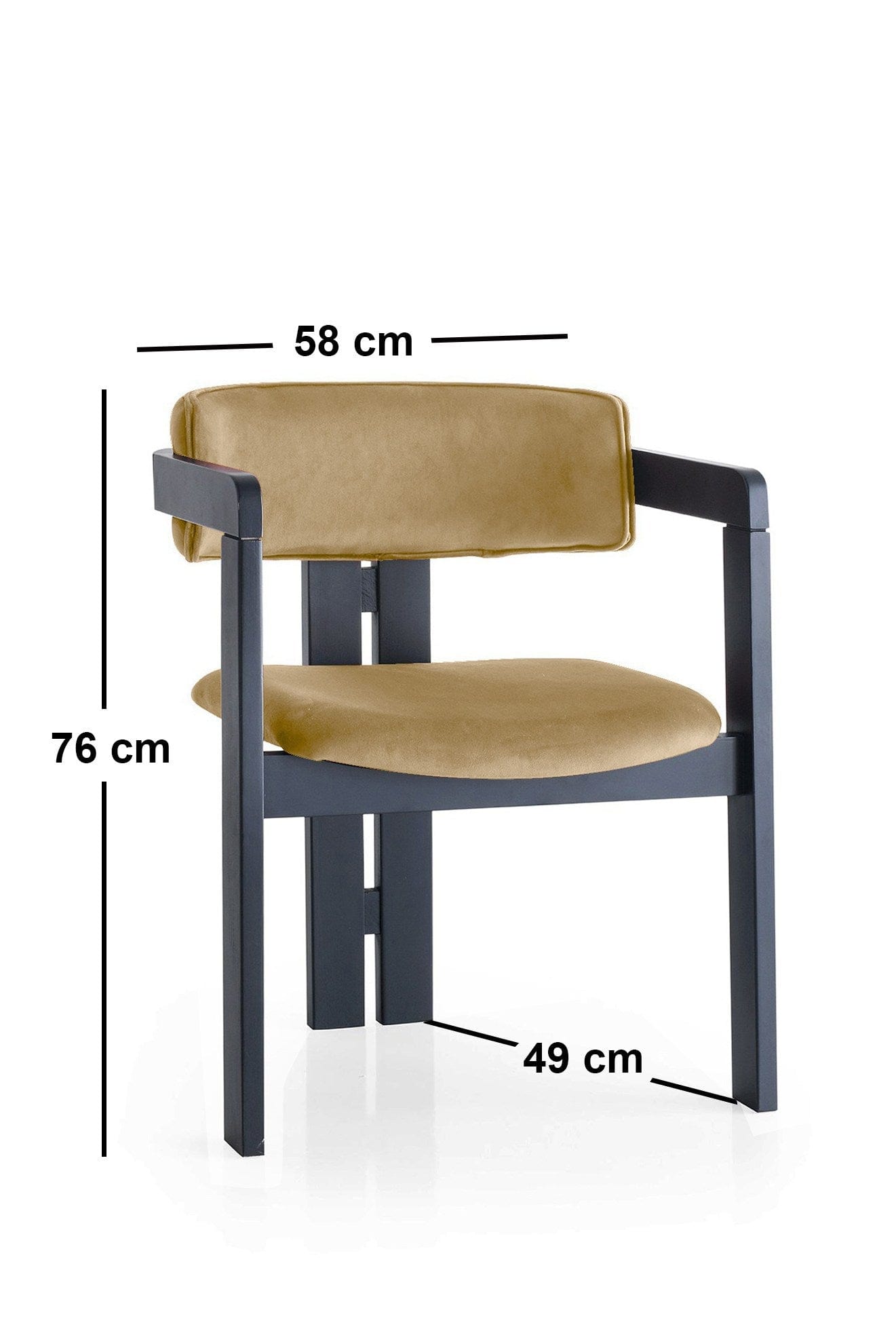 Asir Scaun din lemn, tapitat cu stofa CO-021 Galben / Negru, l58xA49xH76 cm