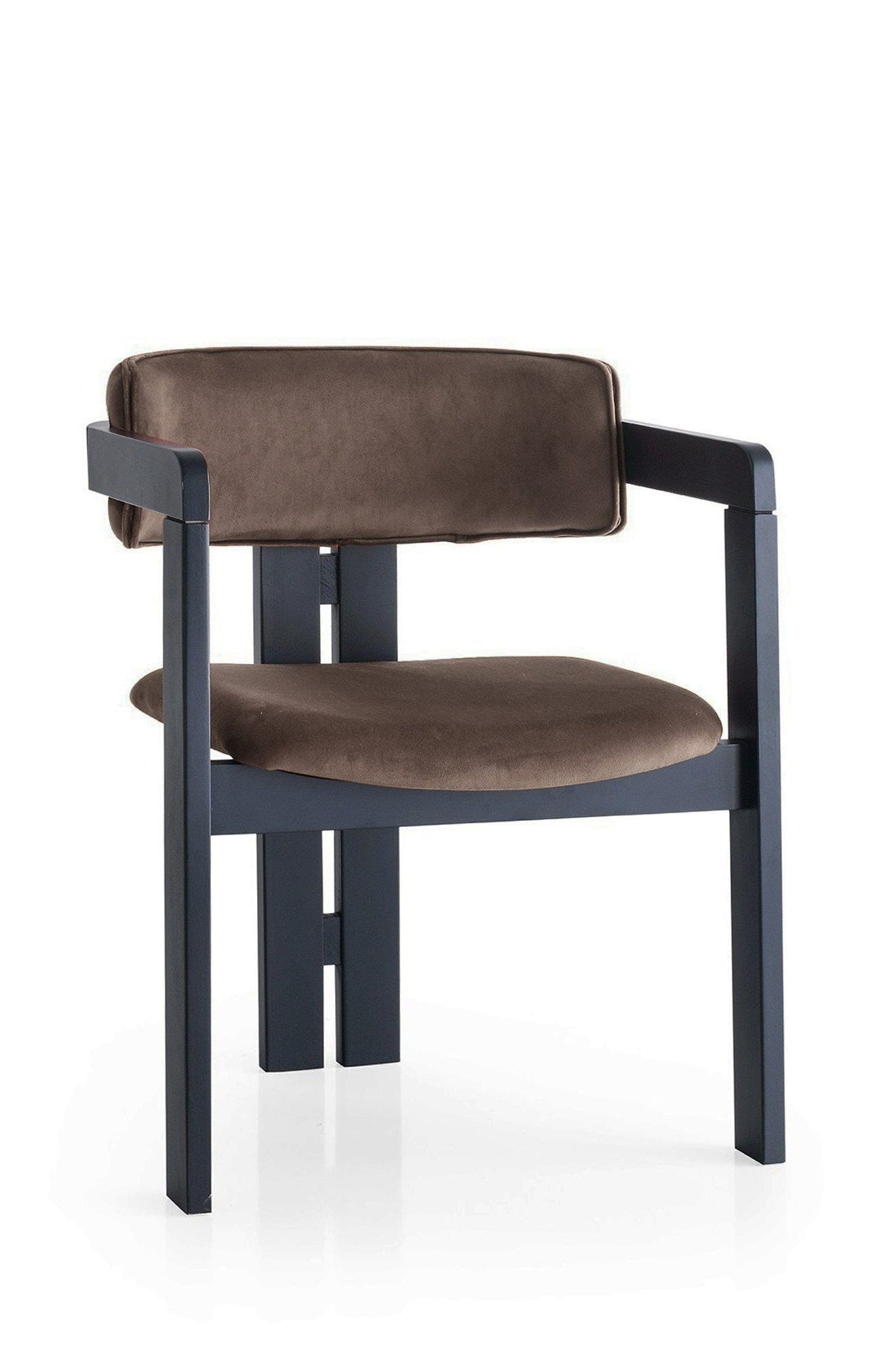 Scaun din lemn, tapitat cu stofa CO-022 Maro / Negru, l58xA49xH76 cm (1)