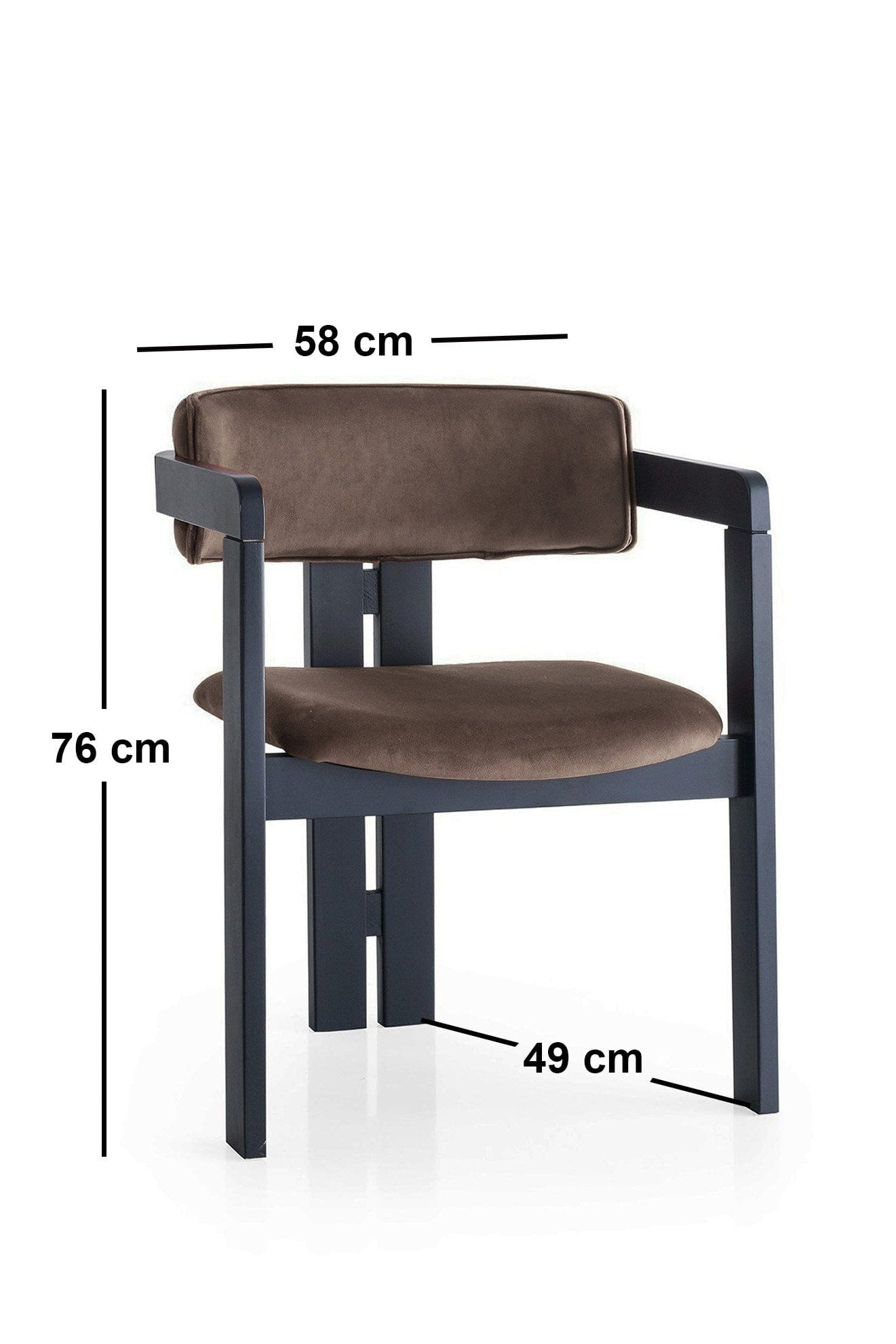 Scaun din lemn, tapitat cu stofa CO-022 Maro / Negru, l58xA49xH76 cm (3)