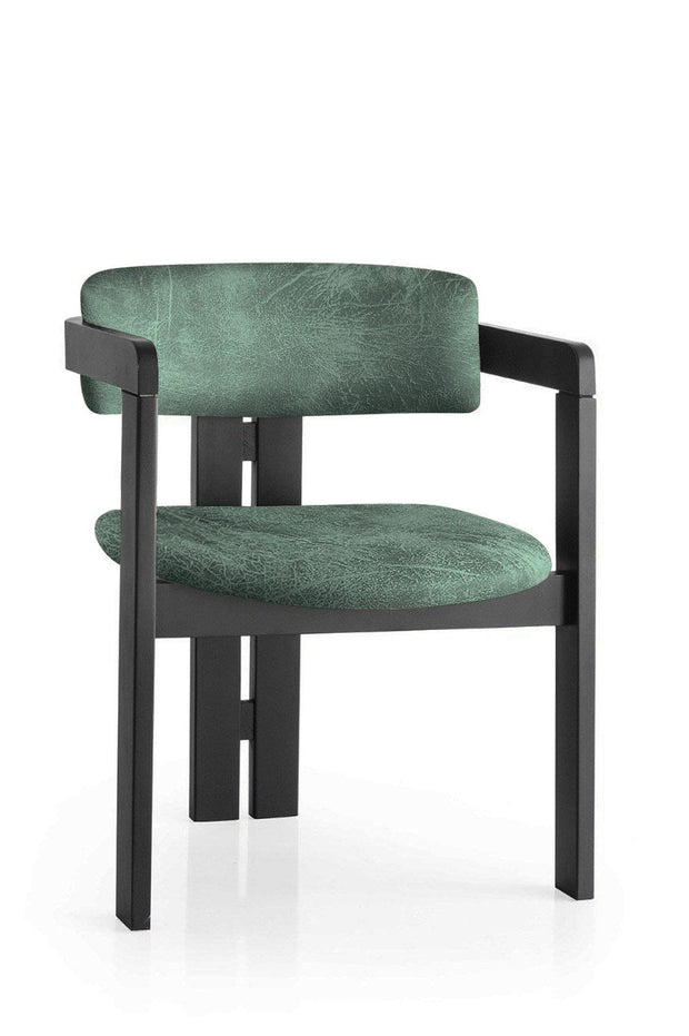 Scaun din lemn, tapitat cu stofa CO-023 Verde / Negru, l58xA49xH76 cm (1)
