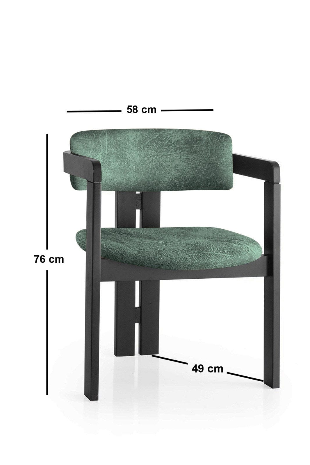 Scaun din lemn, tapitat cu stofa CO-023 Verde / Negru, l58xA49xH76 cm (3)