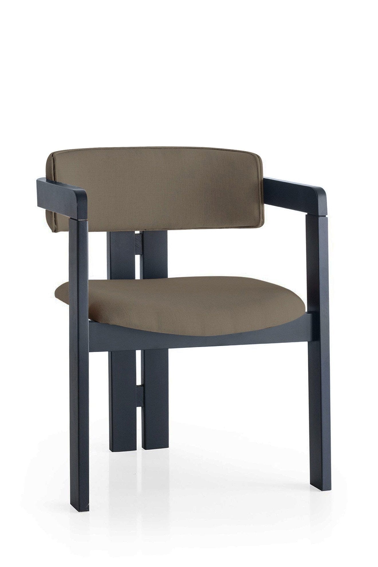 Scaun din lemn, tapitat cu stofa CO-025 Maro / Negru, l58xA49xH76 cm (1)