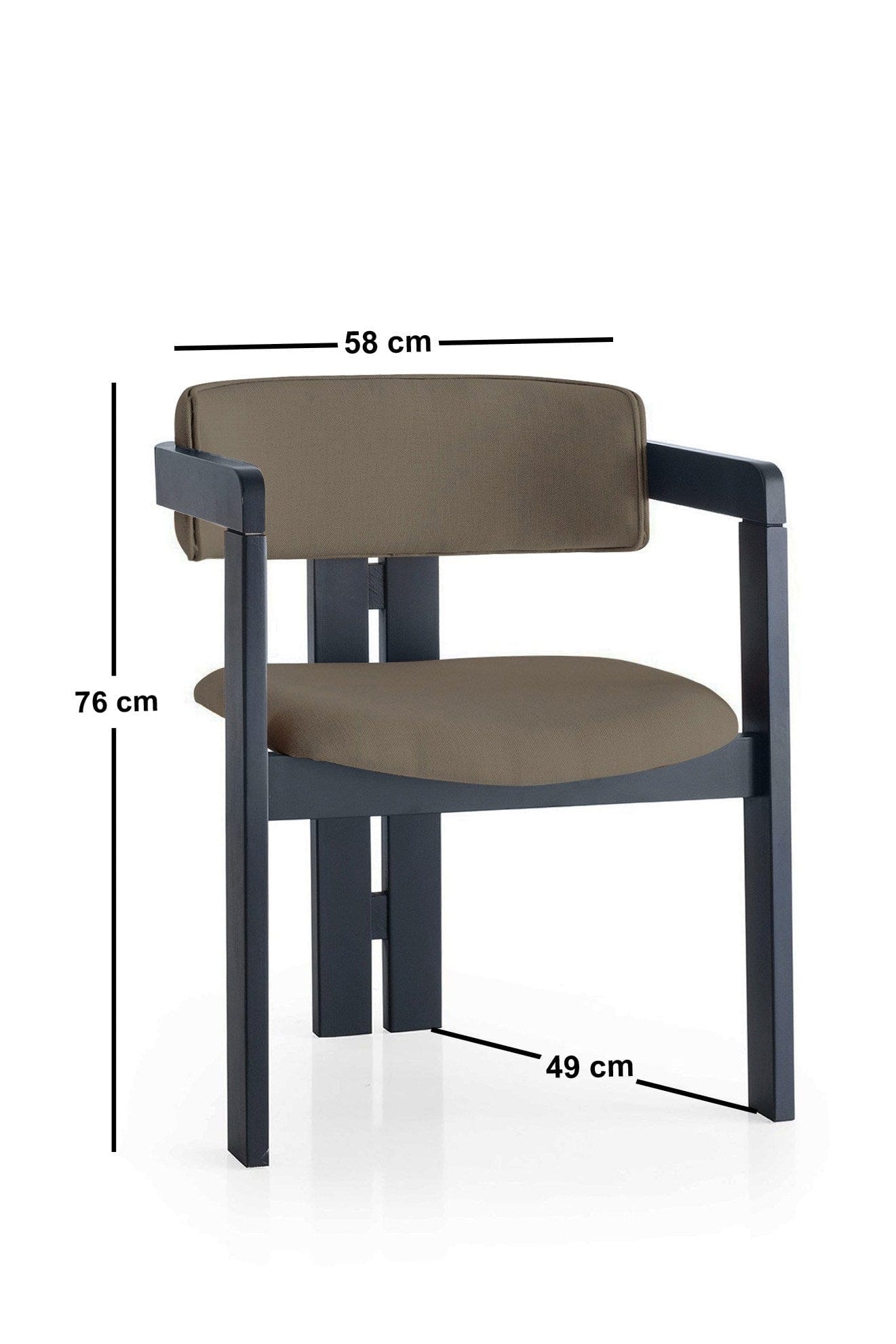 Asir Scaun din lemn, tapitat cu stofa CO-025 Maro / Negru, l58xA49xH76 cm