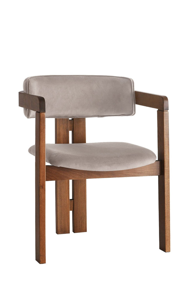 Asir Scaun din lemn, tapitat cu stofa CO-026 Bej / Nuc, l58xA49xH76 cm