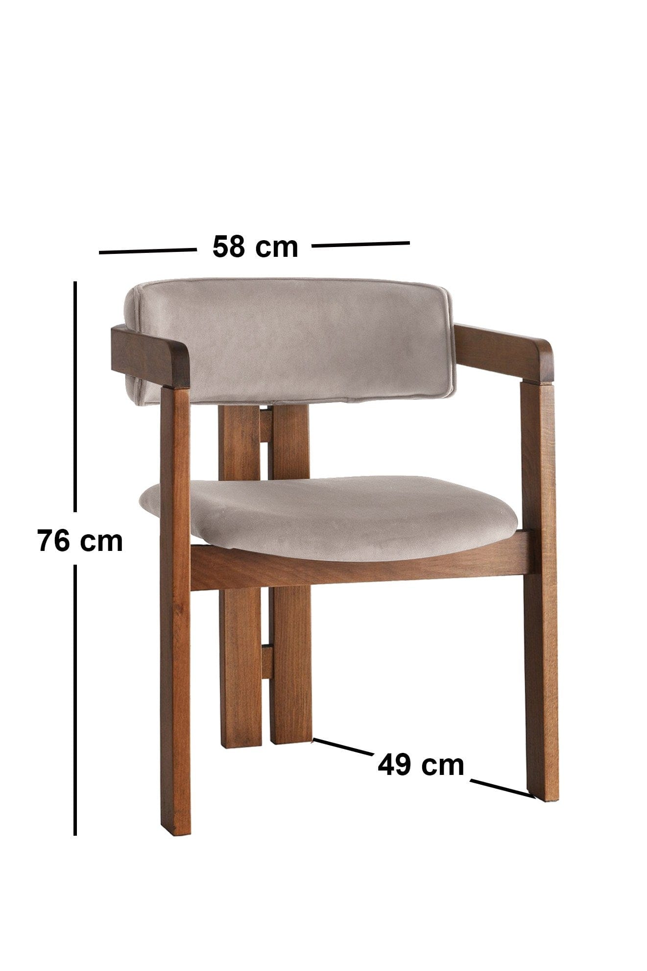 Scaun din lemn, tapitat cu stofa CO-026 Bej / Nuc, l58xA49xH76 cm (3)