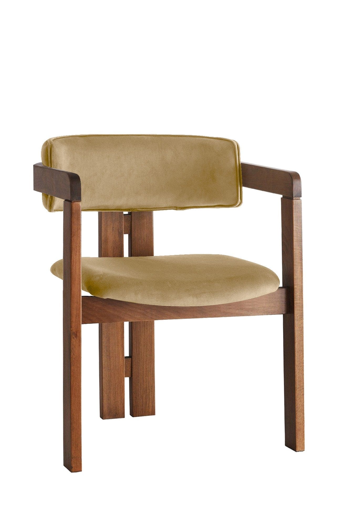 Scaun din lemn, tapitat cu stofa CO-027 Galben / Nuc, l58xA49xH76 cm (1)