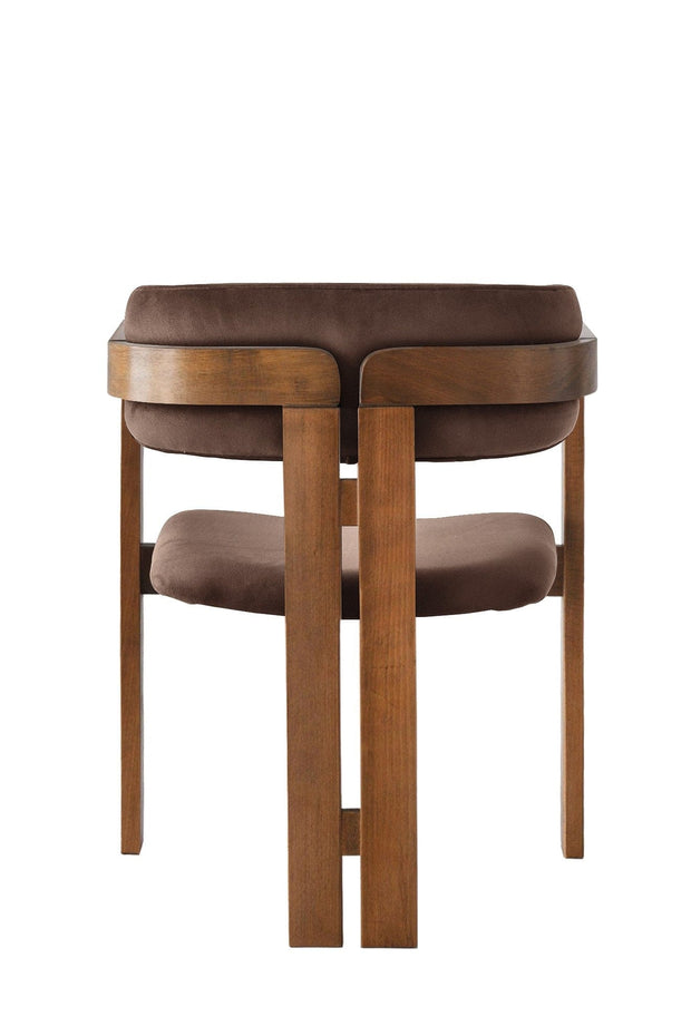 Asir Scaun din lemn, tapitat cu stofa CO-030 Maro / Nuc, l58xA49xH76 cm