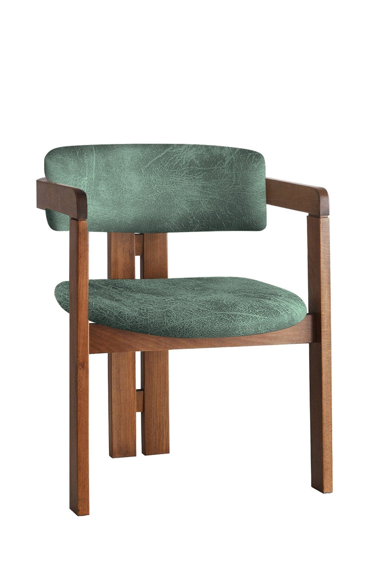 Asir Scaun din lemn, tapitat cu stofa CO-031 Verde / Nuc, l58xA49xH76 cm