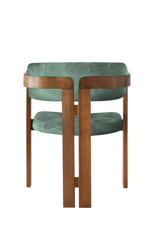 Asir Scaun din lemn, tapitat cu stofa CO-031 Verde / Nuc, l58xA49xH76 cm