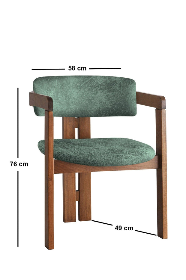 Asir Scaun din lemn, tapitat cu stofa CO-031 Verde / Nuc, l58xA49xH76 cm