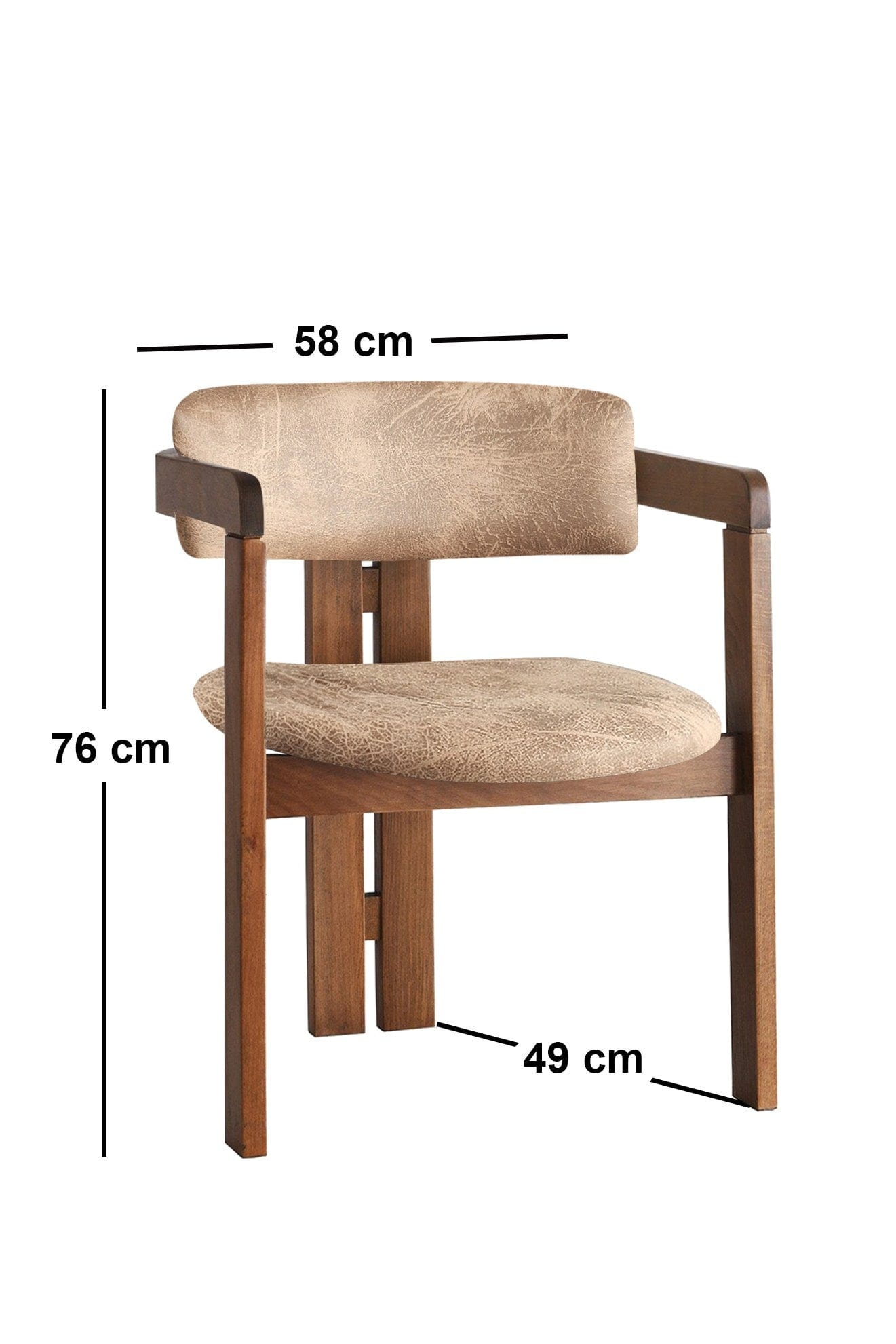 Scaun din lemn, tapitat cu stofa CO-032 Bej / Nuc, l58xA49xH76 cm (3)