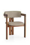 Scaun din lemn, tapitat cu stofa CO-033 Bej / Nuc, l58xA49xH76 cm (1)